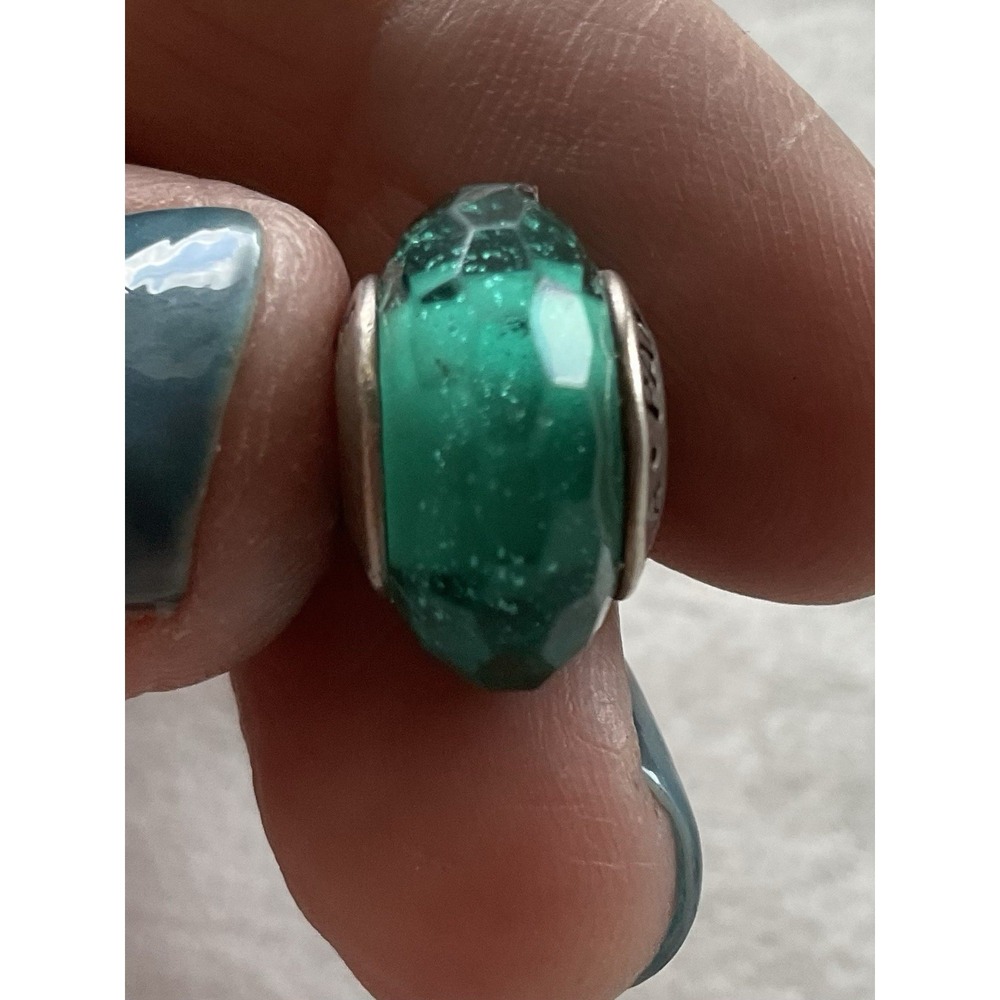 Pandora Teal Faceted Murano Glass Charm ALE 925 Sterling Silver